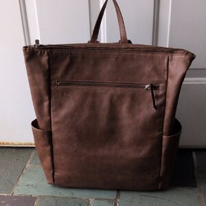 Freshly Picked Brown Vegan Leather Minimal Diaper Bag